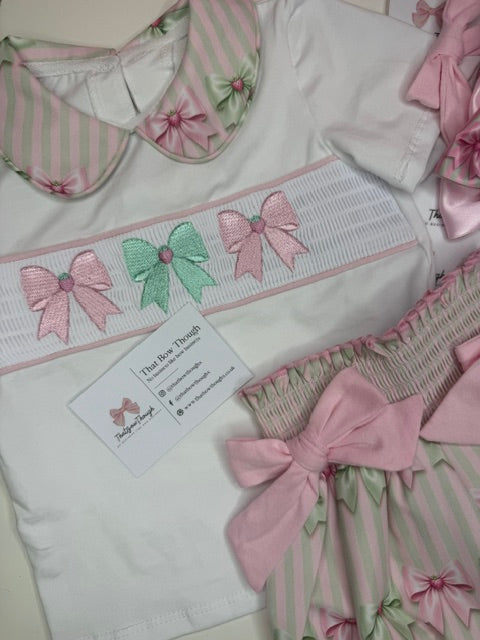Strawberry Matcha Smocked Short Set
