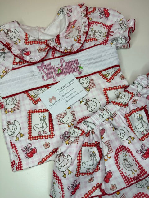 Silly Goose Smocked Skirt Set
