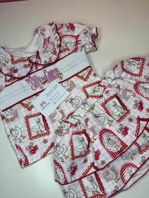Silly Goose Smocked Skirt Set
