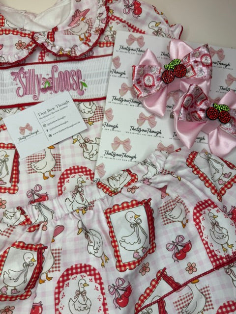 Silly Goose Smocked Skirt Set