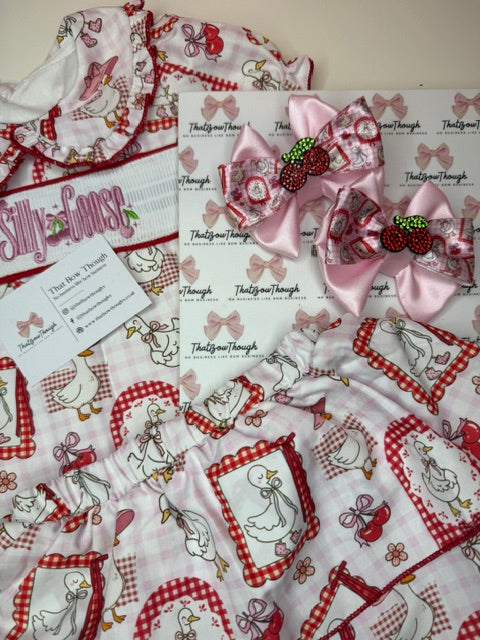 Silly Goose Smocked Skirt Set