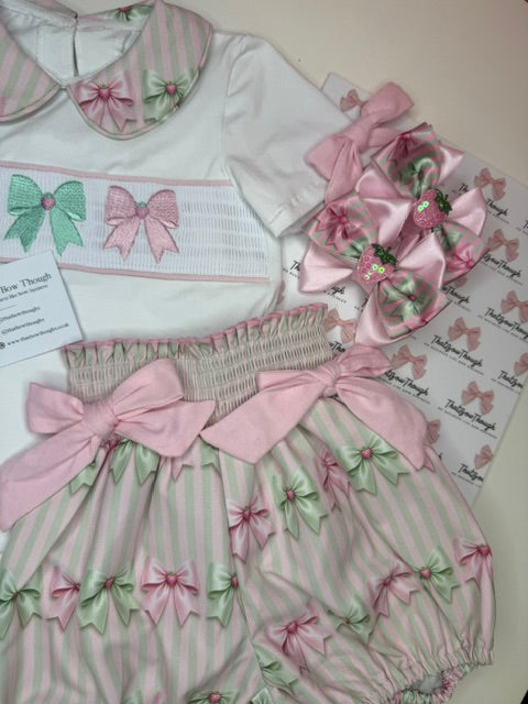 Strawberry Matcha Smocked Short Set