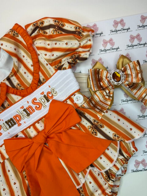 Pumpkin Spice Skirted Smocked Romper