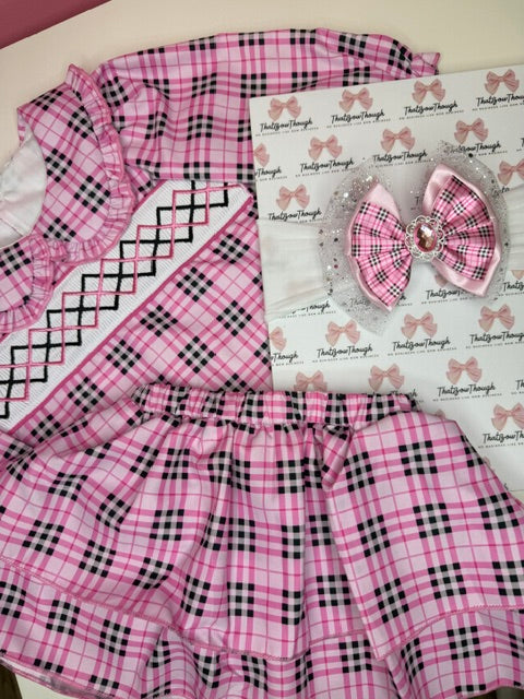 Pink Burb Smocked Skirt Set